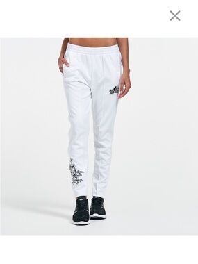 Adidas Women’s White Nini Floral Embroidered Snap Away Track Pants Sz Small Rare